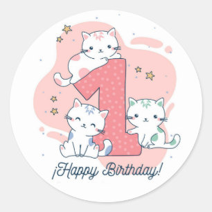 Happy First Birthday Classic Round Sticker