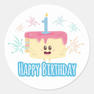 Happy First Birthday Classic Round Sticker