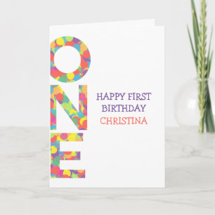 Happy First Birthday Girl Personalised Confetti Card