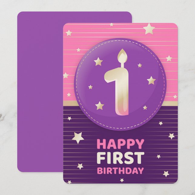 Happy First Birthday Holiday Card (Front/Back)