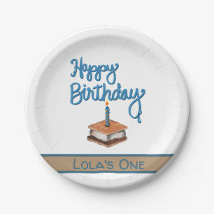 Happy First Birthday S’more   Paper Plate
