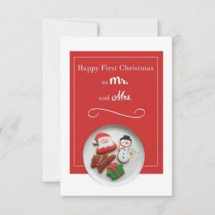 Happy First Christmas as Mr. and Mrs. White Border Invitation