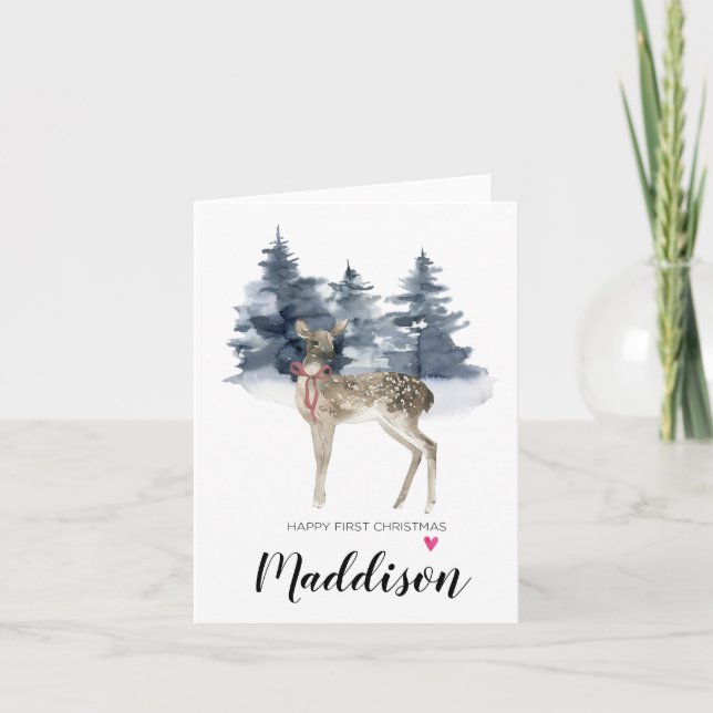 Happy First Christmas For Baby 1st Xmas Deer Card (Front)