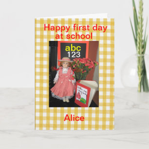 Happy first day at school alice card