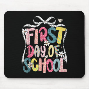 Happy First Day Back To School Coquette Bow Studen Mouse Mat