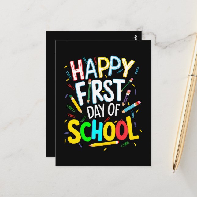 Happy First Day Back to School Postcard (Front/Back In Situ)