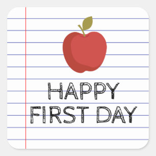 Happy First Day Back to School Teacher Apple  Square Sticker