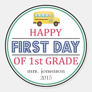 Happy First Day Of 1st Grade School Bus Sticker