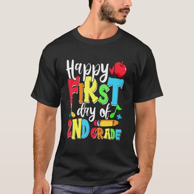 Happy First Day Of 2nd Grade Cute Back To School T-Shirt (Front)