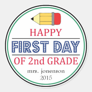 Happy First Day Of 2nd Grade Pencil Sticker