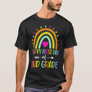 Happy First Day Of 2nd Grade Teacher Student Rainb T-Shirt