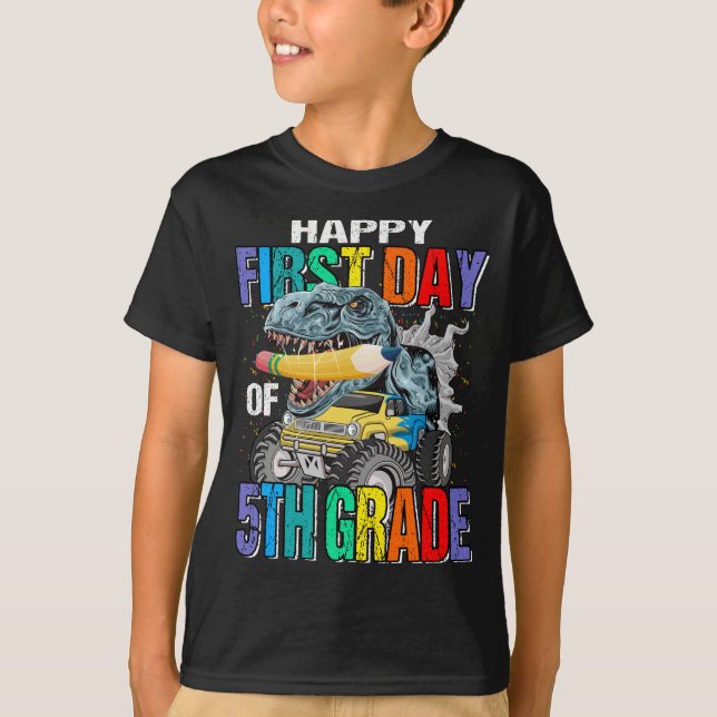 Happy First Day Of 5th Grade Monster Truck  T-Shirt (Front)