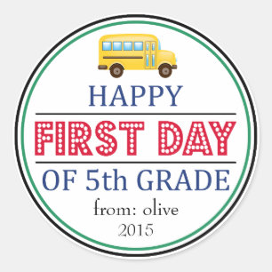 Happy First Day Of 5th Grade School Bus Sticker