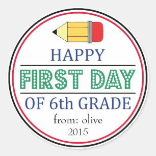 Happy First Day Of 6th Grade School Pencil Sticker