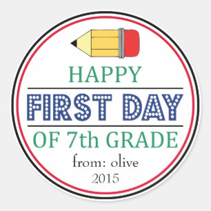 Happy First Day Of 7th Grade School Pencil Sticker