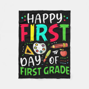 Happy First Day Of First Grade Boys Girls 1st Grad Fleece Blanket