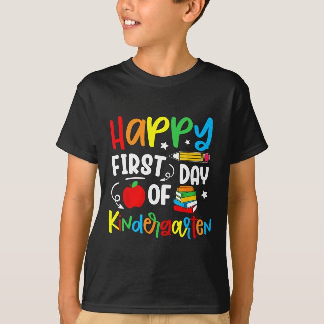 Happy First Day Of Kindergarten Back To School Tea T-Shirt (Front)