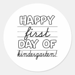 Happy First Day Of Kindergarten Kids Ck To School Classic Round Sticker