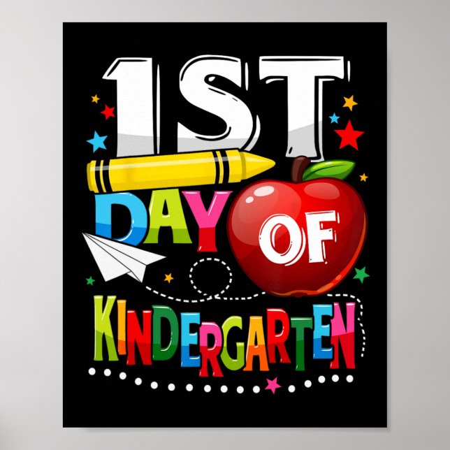 Happy First day of Kindergarten Teacher Fun Back T Poster (Front)
