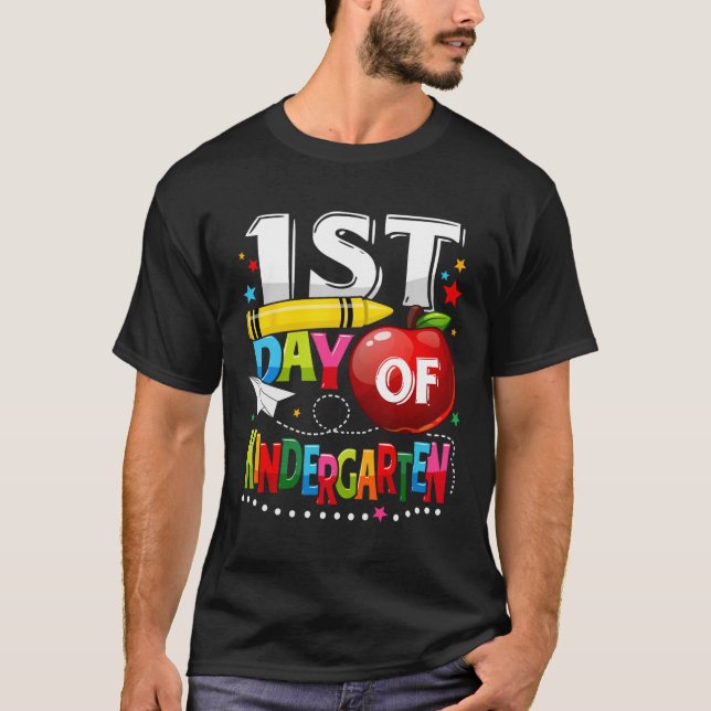 Happy First day of Kindergarten Teacher Fun Back T T-Shirt (Front)