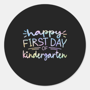 Happy First Day Of Kindergarten Teacher Tie Dye Gi Classic Round Sticker
