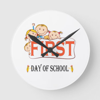 Happy First Day Of School Back To School Baby Round Clock
