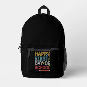 Happy First Day Of School Back To School Printed Backpack