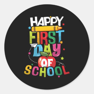 Happy First Day Of School Back To School Students Classic Round Sticker