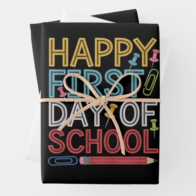 Happy First Day Of School Back To School  Wrapping Paper Sheet (In situ)