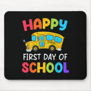 Happy First Day Of School Bus Driver Back To Schoo Mouse Mat