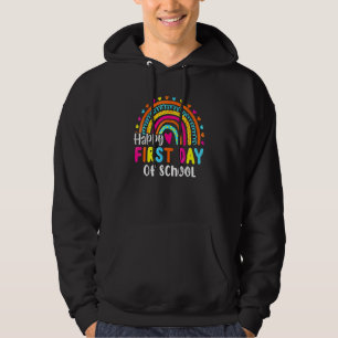 Happy First Day Of School Colourful Rainbow Heart Hoodie