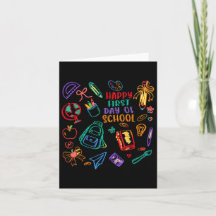 Happy First Day Of School Coquette Bow Doodles Gir Card