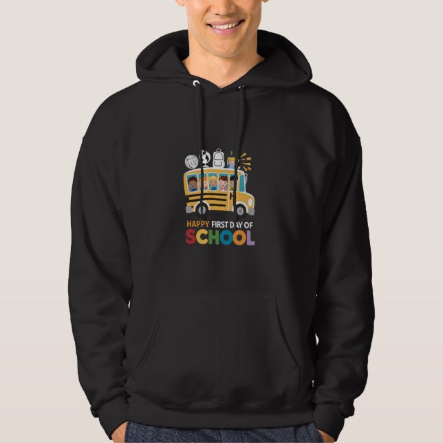 Happy First Day Of School Costume For School Bus D Hoodie (Front)