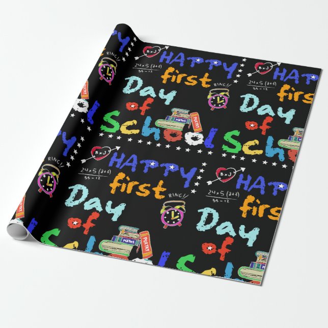 Happy First Day of School Cute Gift outlook Wrapping Paper (Unrolled)