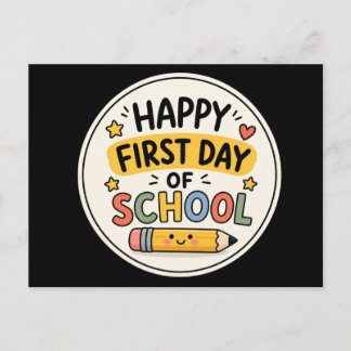 Happy First Day of School Cute Kawaii Pencil Postcard