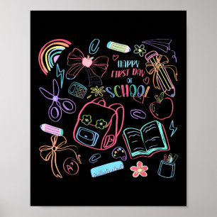 Happy First Day Of School Cute Preppy Back To Scho Poster