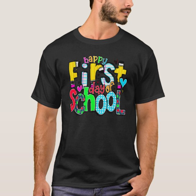 Happy First Day of School Elementary Kindergarten  T-Shirt (Front)