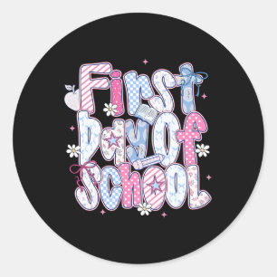 Happy First Day Of School Hello Teacher Kids Back Classic Round Sticker