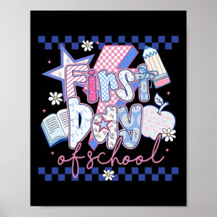 Happy First Day Of School Hello Teacher Kids Back  Poster