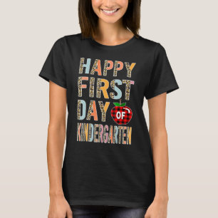Happy First Day Of School Kindergarten Leopard Buf T-Shirt