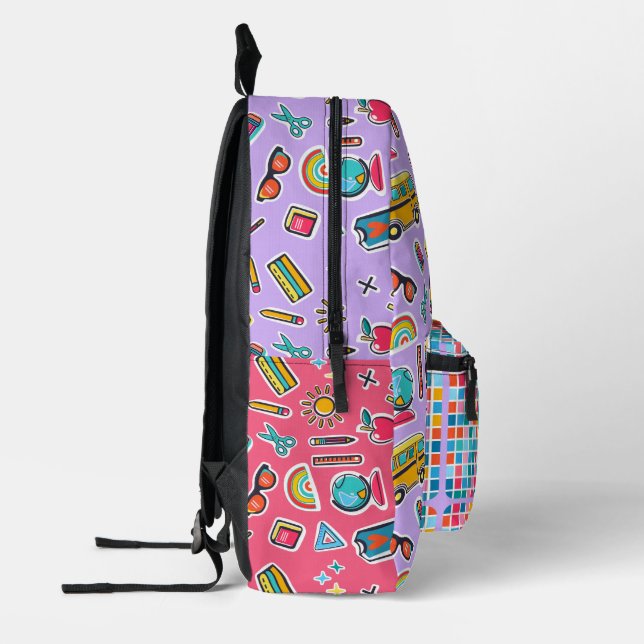 Happy First Day Of School Monogram Personalised Printed Backpack (Left)