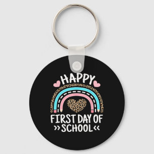 Happy First Day Of School Outfit Rainbow Teacher S Key Ring