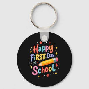 Happy First Day Of School Pencil Cute Colourful De Key Ring