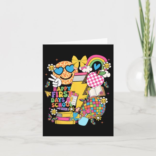 Happy First Day Of School Pencil Lightning Bolt Gr Card (Front)