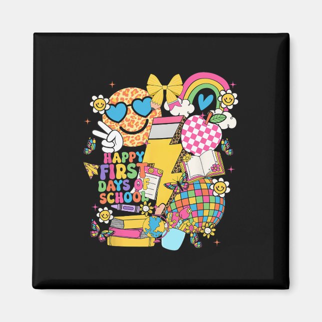 Happy First Day Of School Pencil Lightning Bolt Gr Magnet (Front)