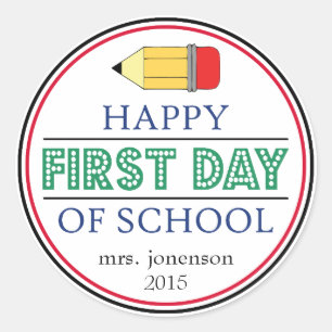 Happy First Day Of School Pencil Sticker (Green)