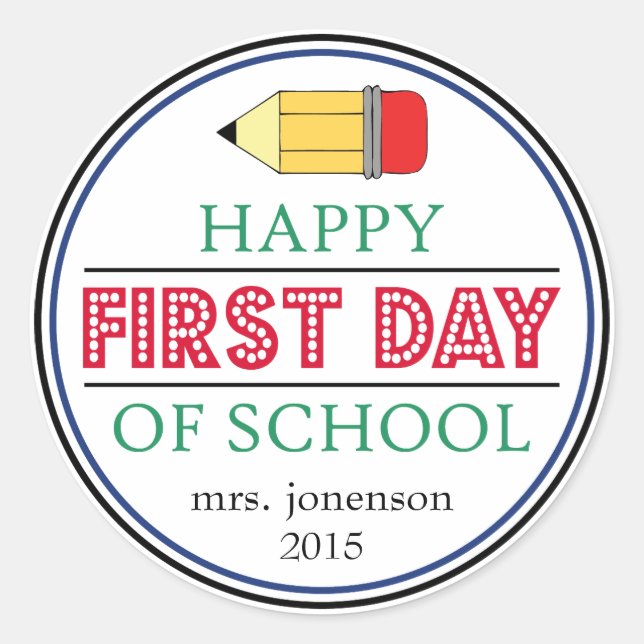 Happy First Day Of School Pencil Sticker (Red) (Front)
