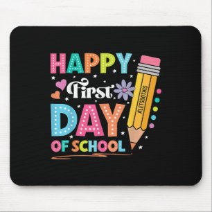 Happy First Day Of School Pencil Teacher Cute Back Mouse Mat
