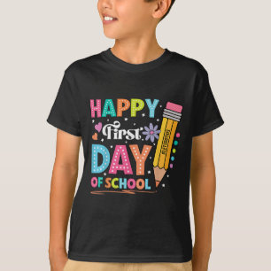 Happy First Day Of School Pencil Teacher Cute Back T-Shirt