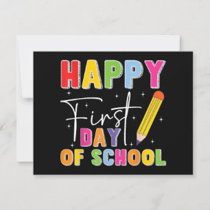 Happy First Day Of School Pencil Teacher Kids Back Holiday Card